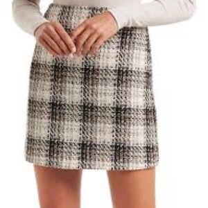 LOFT Black & White Tweed Mini Skirt | Size 12 | Fully Lined